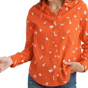 Lucky Brand Orange Floral Button Down Shirt